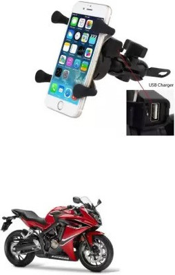 AIRSKY X-Grip Bike Mobile Charger & Phone Holder (5V-2A Black)-Honda CBR 650F Bike Mobile Holder(Black)