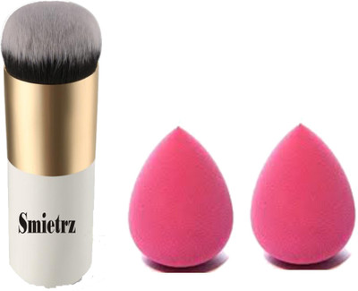 Toywua Extra Soft Foundation Brush with 2 Sponge puff blender - (Pack of 3)(Pack of 3)