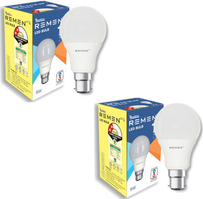 REMEN 9 W Basic Standard B22 LED Bulb(White, Pack of 2)