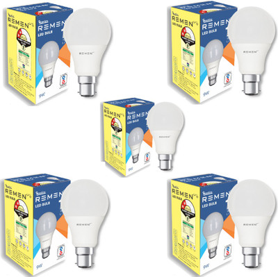 REMEN 9 W Basic Standard B22 LED Bulb(White, Pack of 5)