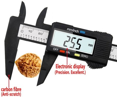 uptodateprouducts Electronic Digital Ruler Measuring tool Gauge Depth Meter Carbon Fiber High-Strength Plastic 0-100mm 0-150mm Caliper 6 pollici LCD Digital Caliper(0 - 150 mm)