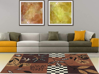 R CARPETS Gold Silk Carpet(5 ft,  X 7 ft, Rectangle)