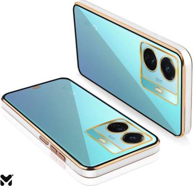 MOBIDEER Back Cover for Vivo T1 Pro 5G/iQOO Z6 Pro 5G, Golden Line, Premium Soft Chrome Case | Silicon Gold Border