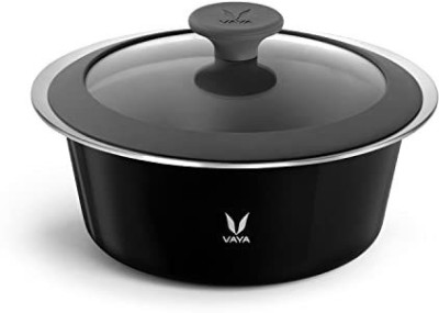Vaya HauteCase with Glass Lid - Vacuum Insulated Stainless Steel, Sable Black Thermoware Casserole Set(2000 ml)