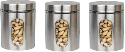IndusBay Glass, Steel Cereal Dispenser  - 500 ml(Pack of 3, Silver)