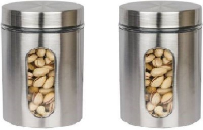 IndusBay Glass, Steel Cereal Dispenser  - 500 ml(Pack of 2, Silver)