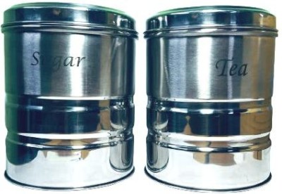Pink Tokre Steel Tea Coffee & Sugar Container  - 700 ml(Pack of 2, Silver)