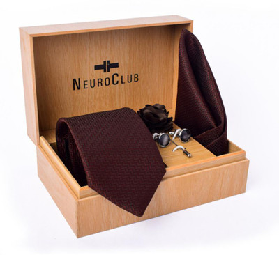NEUROCLUB Metal Cufflink & Tie Pin Set(Brown)