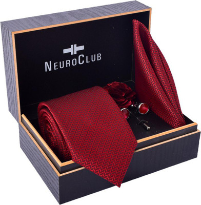 NEUROCLUB Metal Cufflink & Tie Pin Set(Maroon)