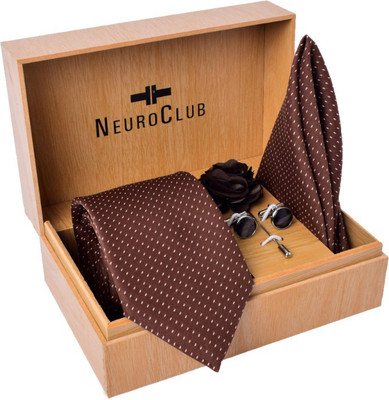 NEUROCLUB Metal Cufflink & Tie Pin Set(Brown)