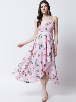 Emeros Women High Low Multicolor Midi/Calf Length Dress
