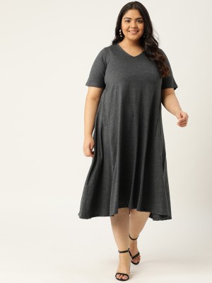 theRebelinme Women A-line Grey Dress