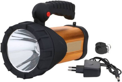 GLOWISH MULTIPURPOSE LONG RANGE PROFESSIONAL 300 METER HIGH BEAM SEARCHLIGHT 12 hrs Torch Emergency Light(Gold)