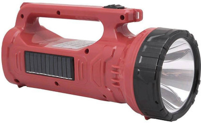 GLOWISH MINI PORTABLE HANDHELD RECHARGEABLE OUTDOOR SEARCH LAMP WITH SOLAR RECHARGEABLE 4 hrs Torch Emergency Light(Black)