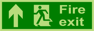 ABCD Fire Exit Left Up Arrow 12in x 4in Office, Malls, Hospitals Glows in Dark Emergency Sign(Reflective Sign)
