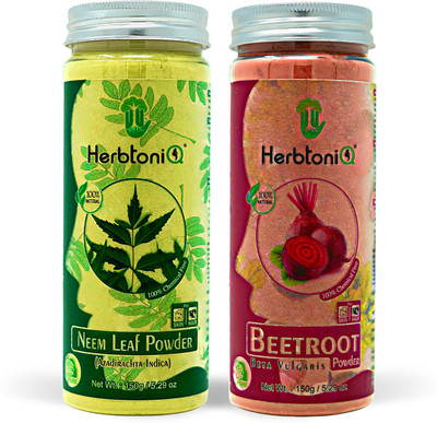 HerbtoniQ Natural Neem Leaf Powder And Beetroot Powder(300 g)
