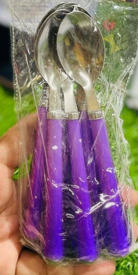 Arbitrary Hub Plastic Handle Stainless Steel fancy spoon 6pc Steel, Plastic Table Spoon Set(Pack of 6)