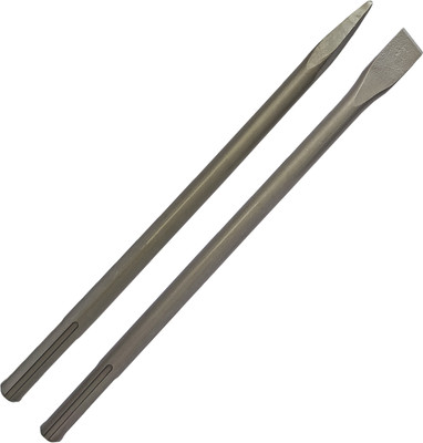 Inditrust 18x400mm FLAT and POINTED SDS Max Shank Chisel (Pack of 2) for Demolition hammer Concrete Breaker bits set for Tile Chipping/Wall Slotting/Scraping Masonry Hammer Drill(18 mm Chuck Size, 0 W)