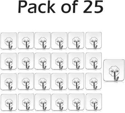LIJIE Set of 25 Wall Hooks Heavy Hooks for Hanging 10KG (Max) Magic Stickers Hooks Hook 25(Pack of 25)