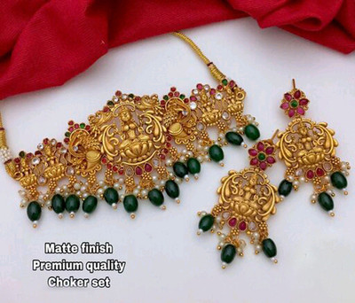 Orbis Alloy Gold-plated Green Jewellery Set(Pack of 1)