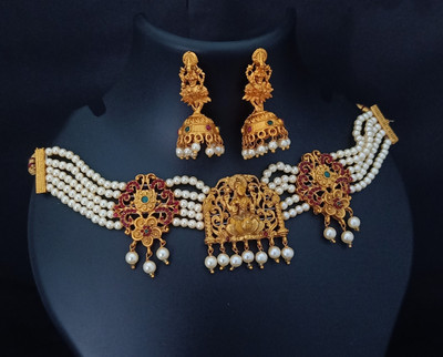 chetna art Alloy Gold-plated White, Ruby Red, Green Jewellery Set(Pack of 1)