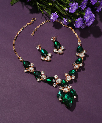 SOHI Alloy Gold-plated Green, White, Rose Gold Jewellery Set(Pack of 1)