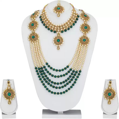 AVIKSHA CREATIONS Mother of Pearl, Alloy Gold-plated Red Jewellery Set(Pack of 1)