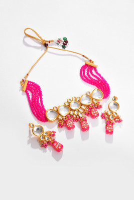 SOHI Alloy Gold-plated Pink Jewellery Set(Pack of 1)