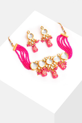 SOHI Alloy Gold-plated Pink Jewellery Set(Pack of 1)
