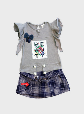 ME N MY Girls Party(Festive) Top Skirt(GREY)