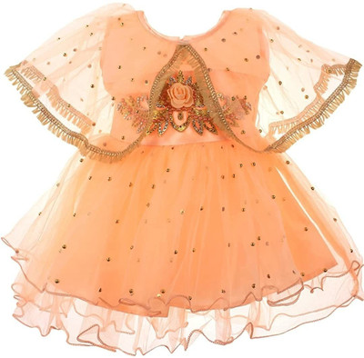 Sri Durga Collection Baby Girls Midi/Knee Length Casual Dress(White, Half Sleeve)