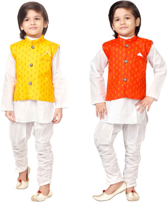 DigiMart Boys Festive & Party Kurta, Waistcoat and Pyjama Set(Multicolor Pack of 2)