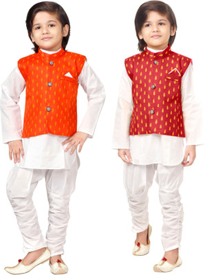 DigiMart Boys Festive & Party Kurta, Waistcoat and Pyjama Set(Multicolor Pack of 2)