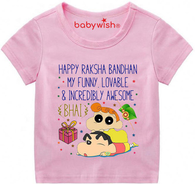 Babywish Boys Typography, Printed Polycotton Regular T Shirt(Multicolor, Pack of 1)