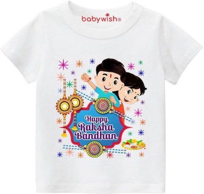 Babywish Baby Boys & Baby Girls Typography, Printed Polycotton Regular T Shirt(Multicolor, Pack of 1)