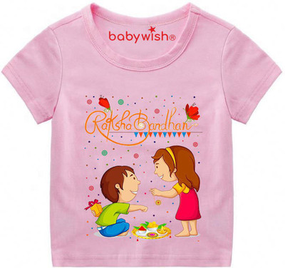 Babywish Boys & Girls Typography, Printed Polycotton Regular T Shirt(Multicolor, Pack of 1)