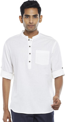 Indus Route by Pantaloons Men Solid Straight Kurta(White)
