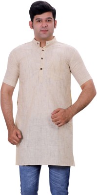 Aarav Boss Men Solid Straight Kurta(Beige)