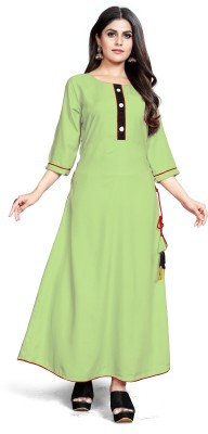 ARDAASH Women Solid Gown Kurta(Light Green)