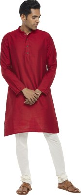 Indus Route by Pantaloons Men Solid Straight Kurta(Maroon)