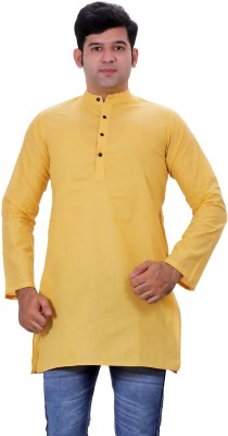 Aarav Boss Men Solid Straight Kurta(Yellow)