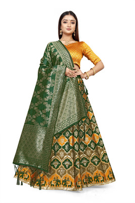 DISHWA Self Design Semi Stitched Lehenga Choli(Yellow)