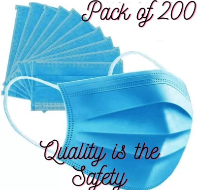 kodenipr 3 Ply Mask Non woven Reusable disposable Washable Fit for all Surgical Mask With Melt Blown Fabric Layer(Blue, Free Size, Pack of 200, 3 Ply)