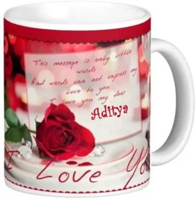 Exocticaa Aditya I Love You to Moon and Back Romantic Quotes 075 Ceramic Coffee Mug(325 ml)