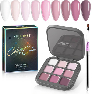 MODELONES Refreshing Grapefruit 9 Shades in 1 Palette Solid Cream Gel UV Nail Polish Color Multicolor
