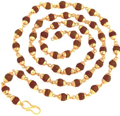 PRIYANSHU INDUSTRIES Festive Special 5-Mukhi (54+1 Beads) Wood, Rudraksha One Gram For Unisex Beads Gold-plated Plated Brass, Wood, Alloy Necklace