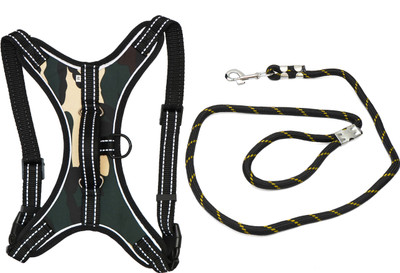Cocker Leash & Harness Dog Harness & Leash(Medium, Millitary Green)