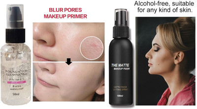 ADJD oil free primer long lasting with matte finish makeup setting spray best makeup combo set Primer  - 150 ml(transparent)