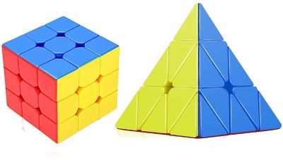 YATRI High Speed Magic Sticker-Less Combo Cube Set of 2 ( 3X3 Cube & Triangle Cube )(2 Pieces)