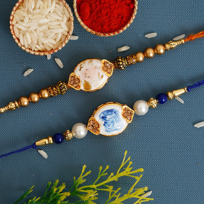 Anil Rakhi Designer D1248 Assorted Rakhi  Set(2 N Rakhi, 1 Roli Chawal)